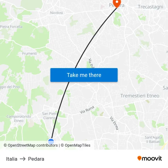 Italy to Pedara map