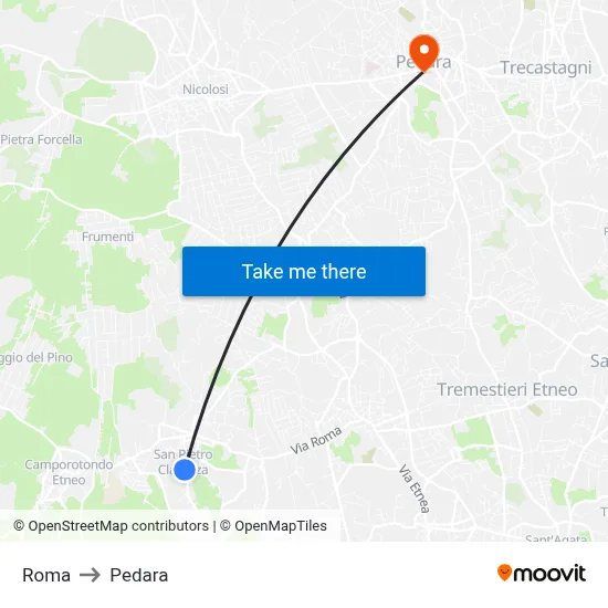 Rome to Pedara map