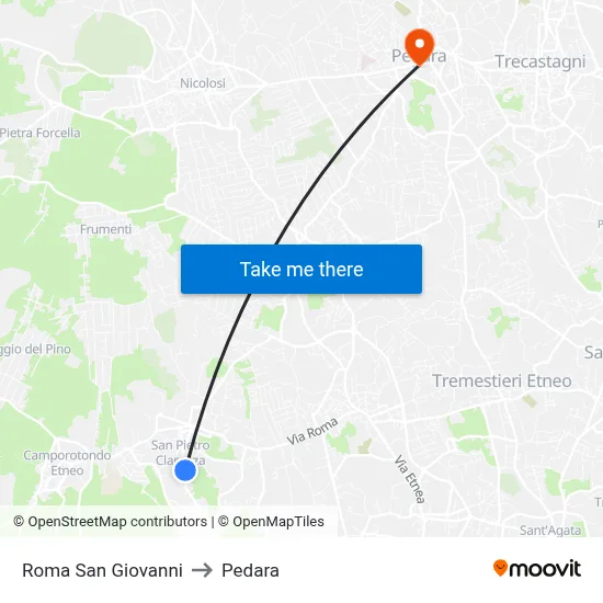 Rome San Giovanni to Pedara map