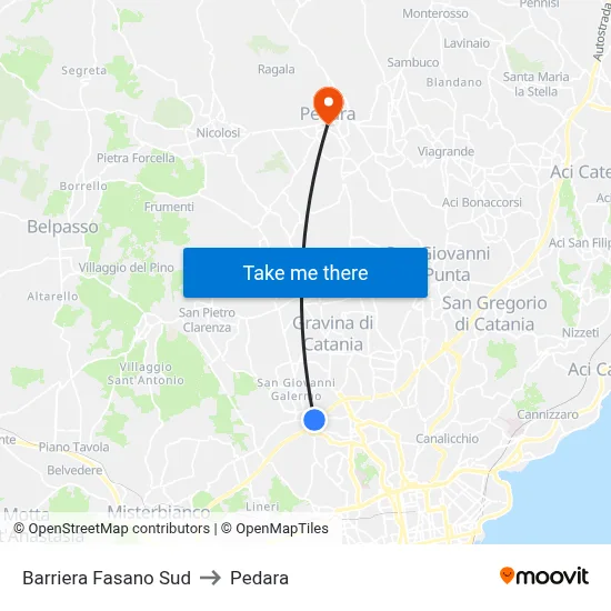 Barriera Fasano Sud to Pedara map