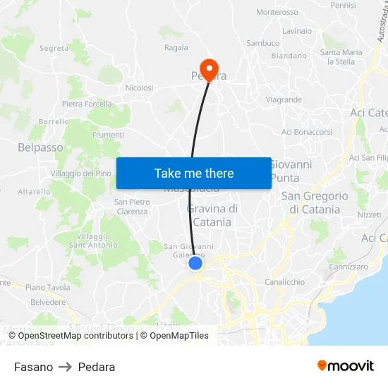 Fasano to Pedara map