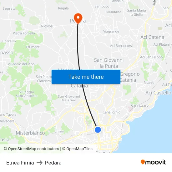 Etnea Fimia to Pedara map
