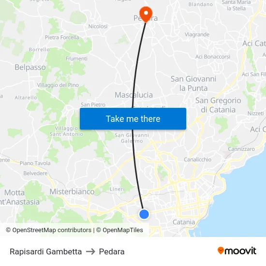 Rapisardi Gambetta to Pedara map