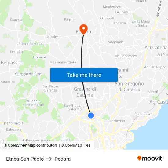 Etnea San Paolo to Pedara map