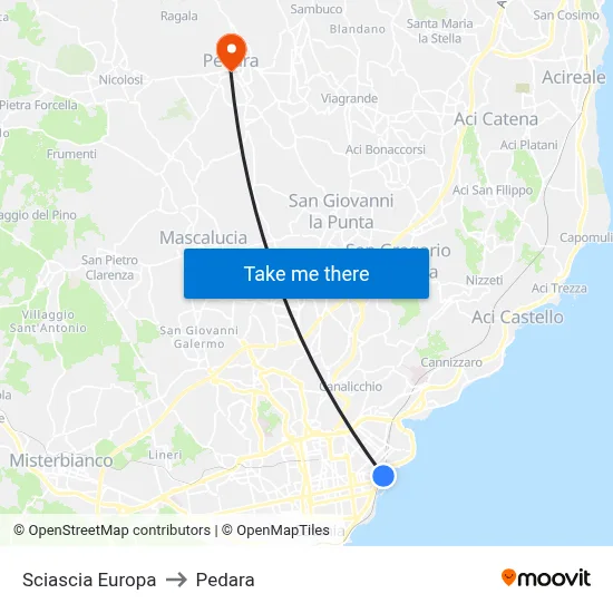 Sciascia Europa to Pedara map