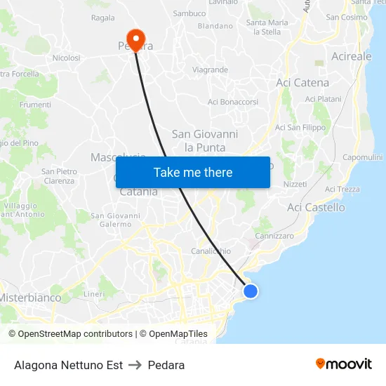 Alagona Nettuno Est to Pedara map