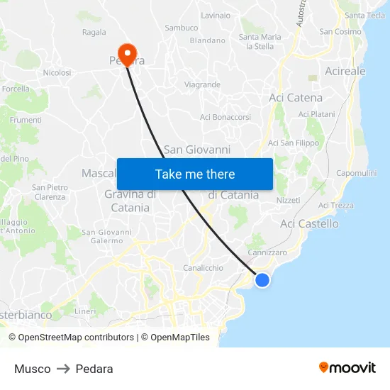 Musco to Pedara map