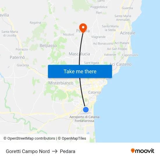 Goretti Campo Nord to Pedara map