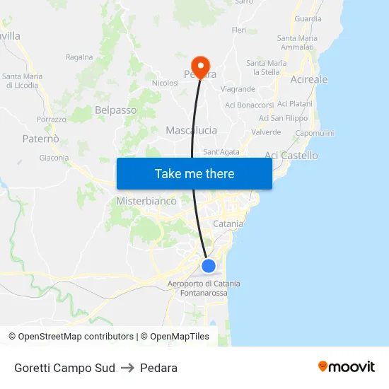 Goretti South Field to Pedara map