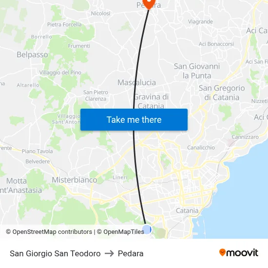 San Giorgio San Teodoro to Pedara map