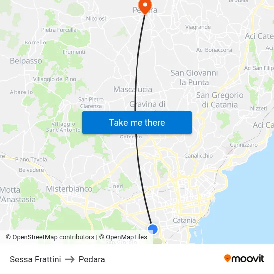 Sessa Frattini to Pedara map