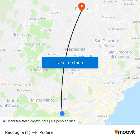 Raccuglia (1) to Pedara map