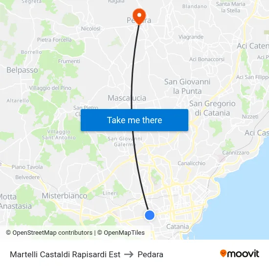 Martelli Castaldi Rapisardi Est to Pedara map