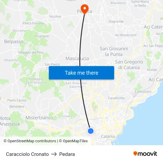 Caracciolo Cronato to Pedara map