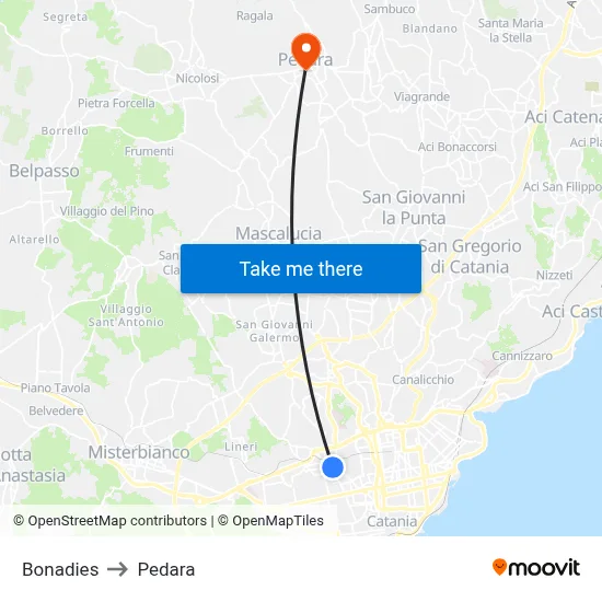 Bonadies to Pedara map