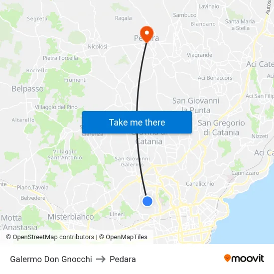 Galermo Don Gnocchi to Pedara map