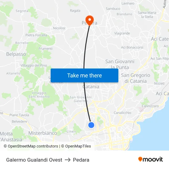 Galermo Gualandi Ovest to Pedara map