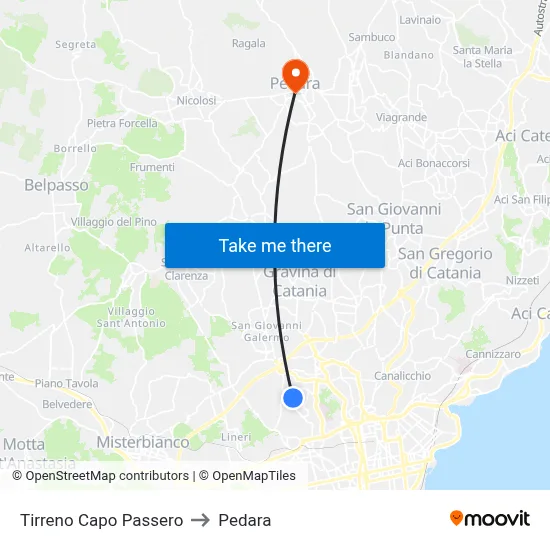 Tirreno Capo Passero to Pedara map