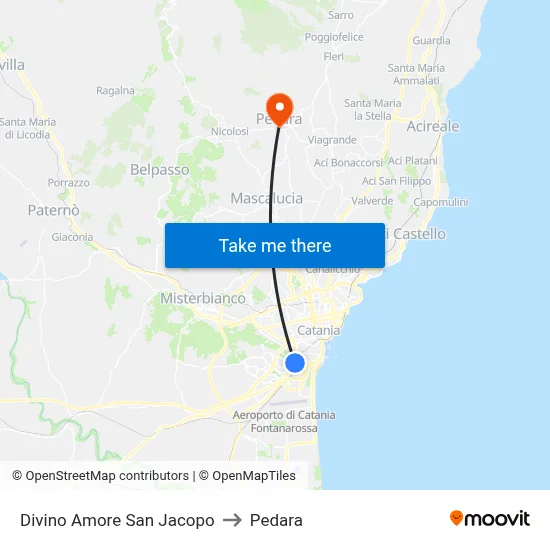 Divino Amore San Jacopo to Pedara map