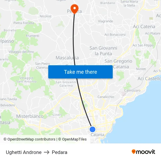 Ughetti Androne to Pedara map
