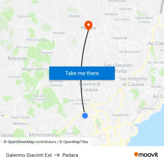 Galermo Giacinti Est to Pedara map