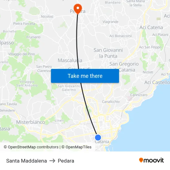 Santa Maddalena to Pedara map