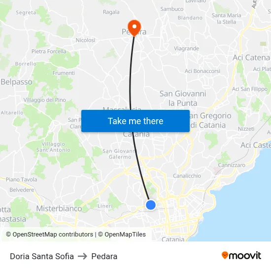 Doria Santa Sofia to Pedara map