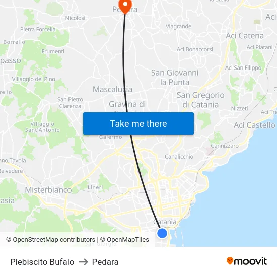 Plebiscito Bufalo to Pedara map