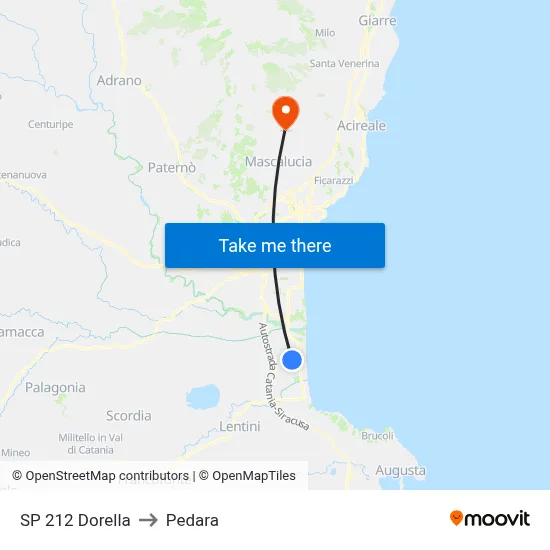 SP 212 Dorella to Pedara map