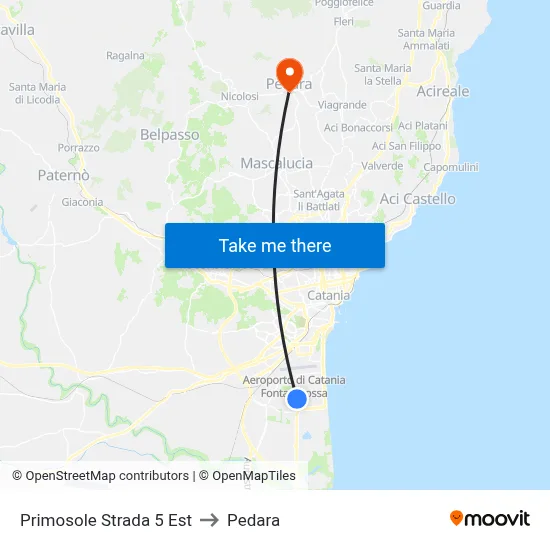 Primosole Strada 5 Est to Pedara map
