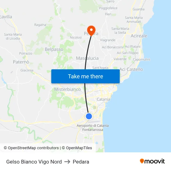 Gelso Bianco Vigo Nord to Pedara map