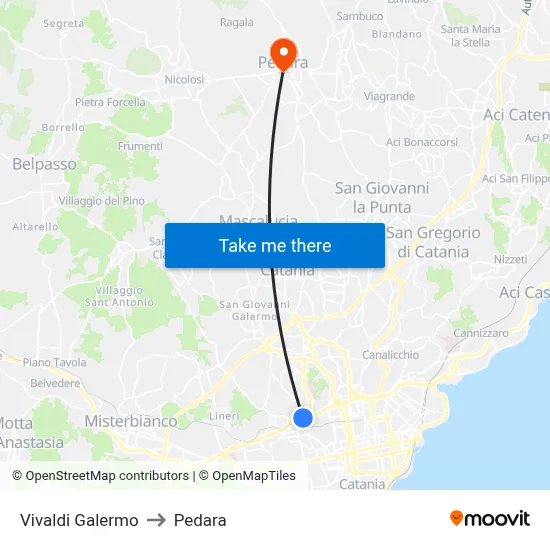 Vivaldi Galermo to Pedara map