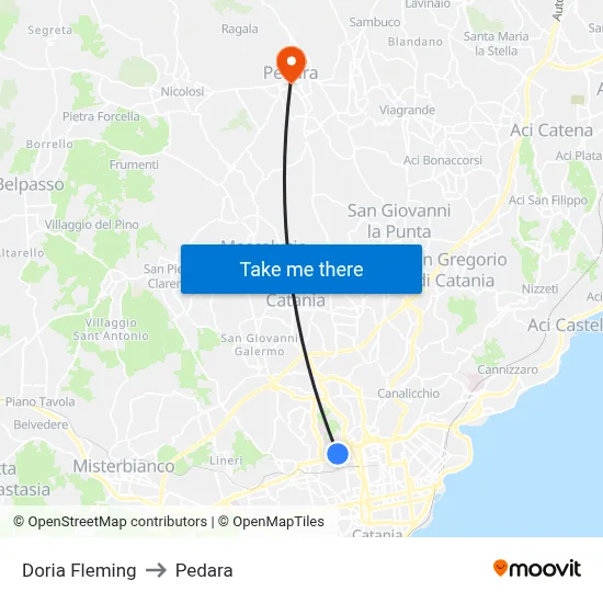 Doria Fleming to Pedara map