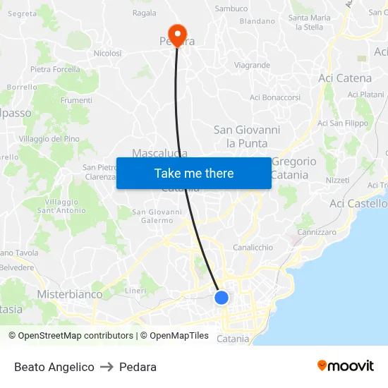 Beato Angelico to Pedara map