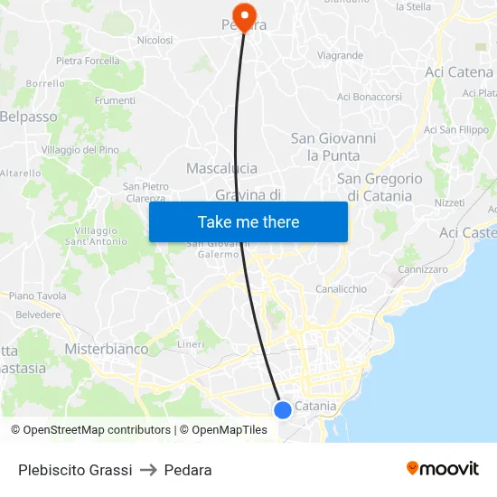 Plebiscito Grassi to Pedara map