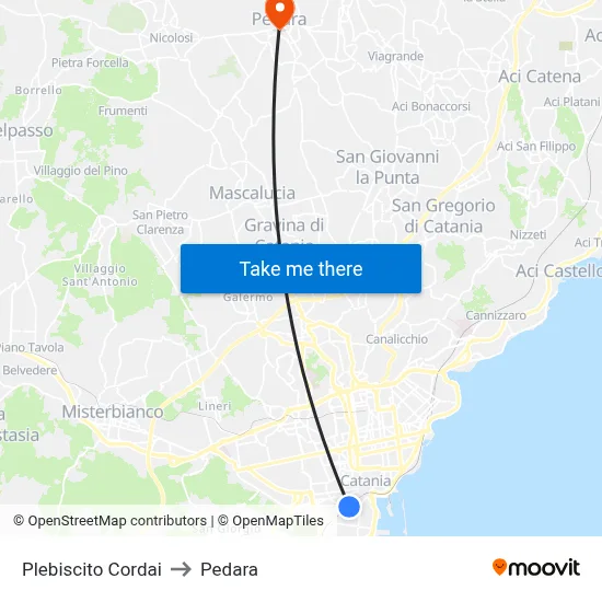Plebiscito Cordai to Pedara map