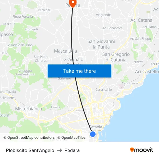 Plebiscito Sant'Angelo to Pedara map