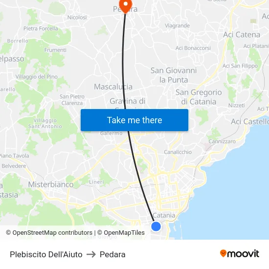 Plebiscito Dell'Aiuto to Pedara map