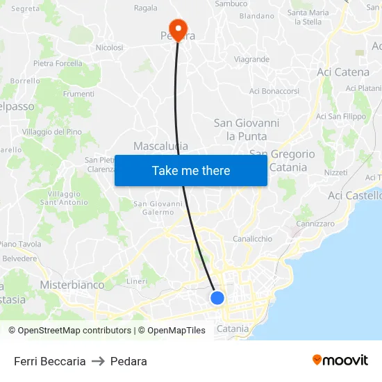 Ferri Beccaria to Pedara map