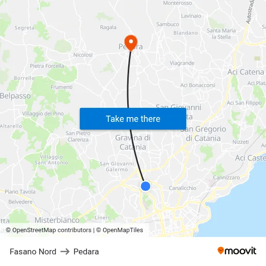 Fasano Nord to Pedara map