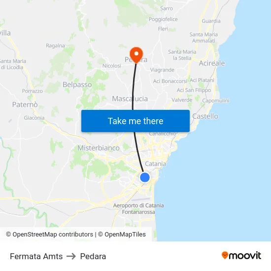 Fermata Amts to Pedara map