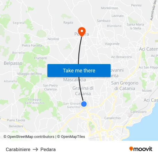 Carabiniere to Pedara map