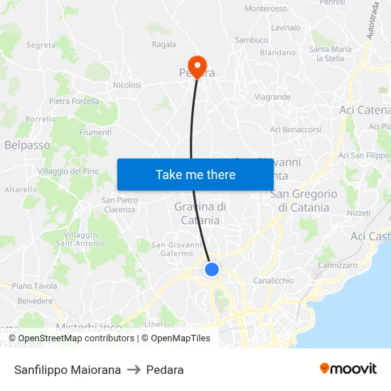 Sanfilippo Maiorana to Pedara map