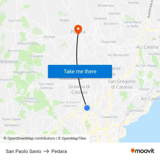 San Paolo Savio to Pedara map