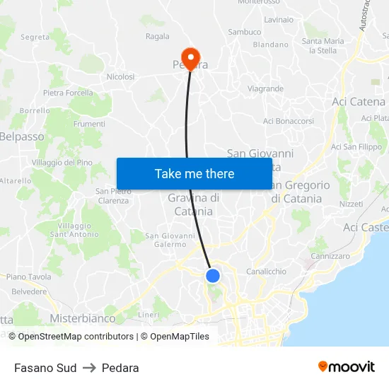 Fasano Sud to Pedara map
