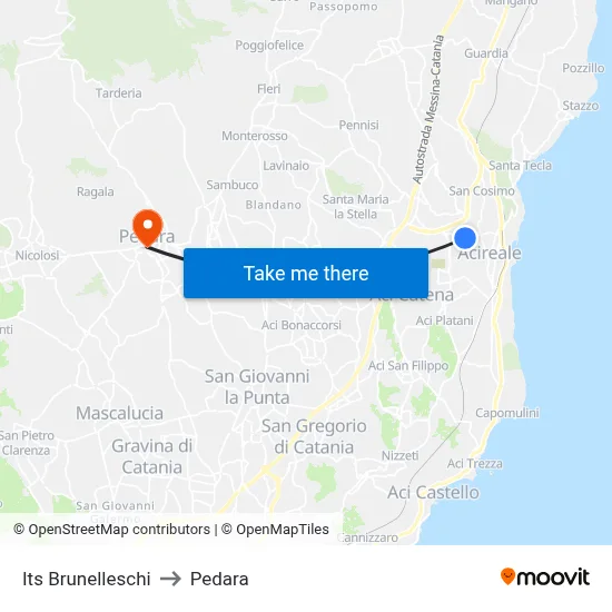 Its Brunelleschi to Pedara map