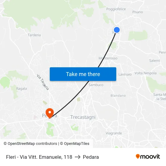 Fleri - Via Vitt. Emanuele, 118 to Pedara map