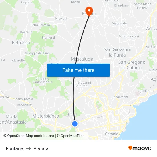 Fountain to Pedara map