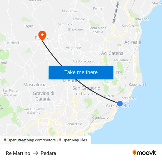 Re Martino to Pedara map