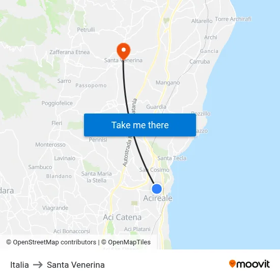 Italia to Santa Venerina map